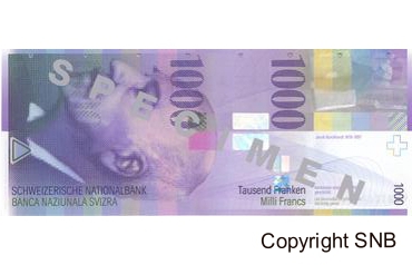 1000 CHF Copyright SNB
